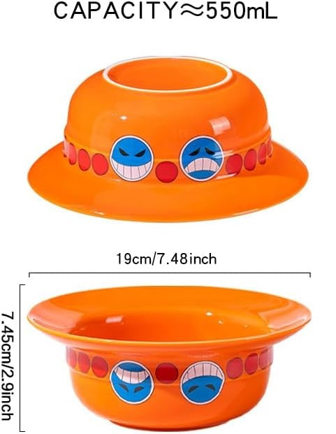 One Piece Ace Hat Ceramic Bowl